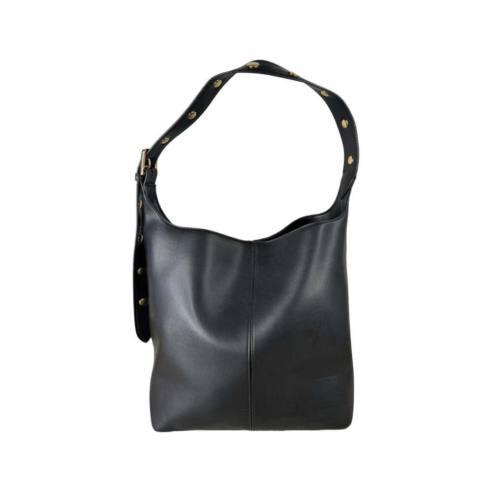 Time n Tru Black Faux Leather Studded Shoulder Bag